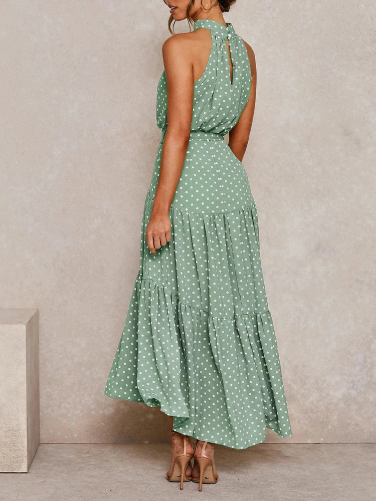 Summer Boho Halter Dress; Maxi Dresses