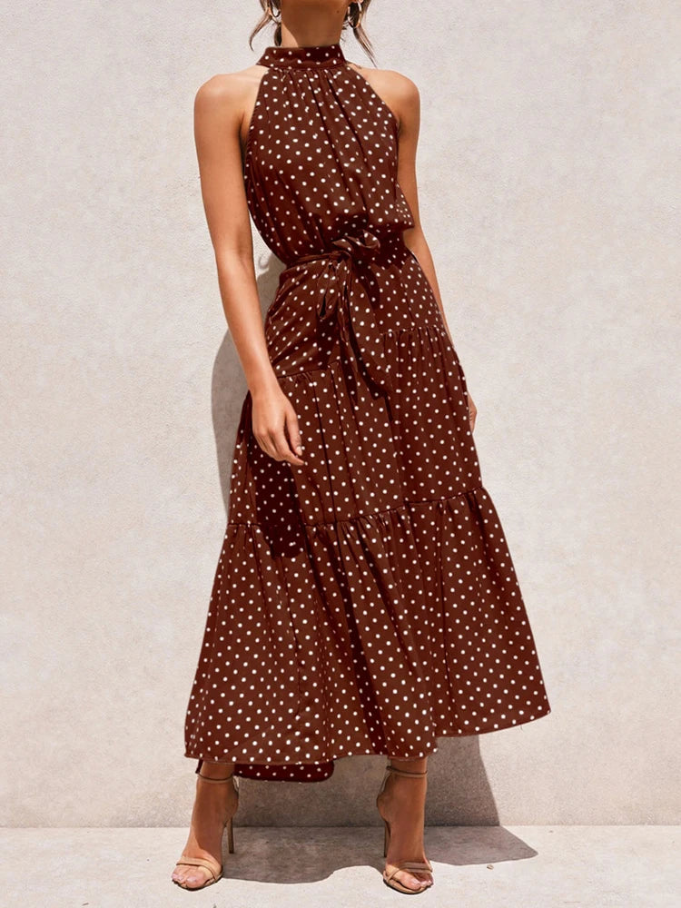 Summer Boho Halter Dress; Maxi Dresses