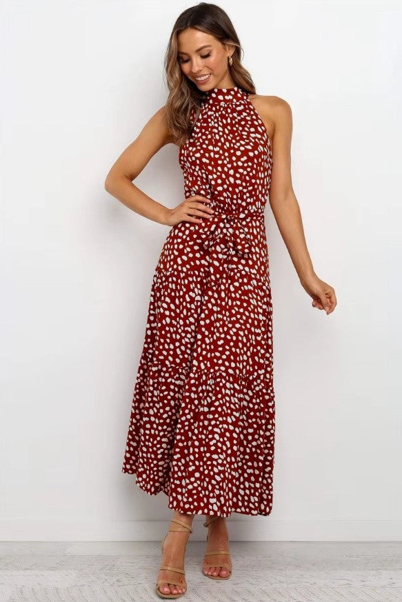 Summer Boho Halter Dress; Maxi Dresses