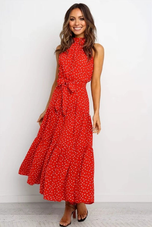 Summer Boho Halter Dress; Maxi Dresses