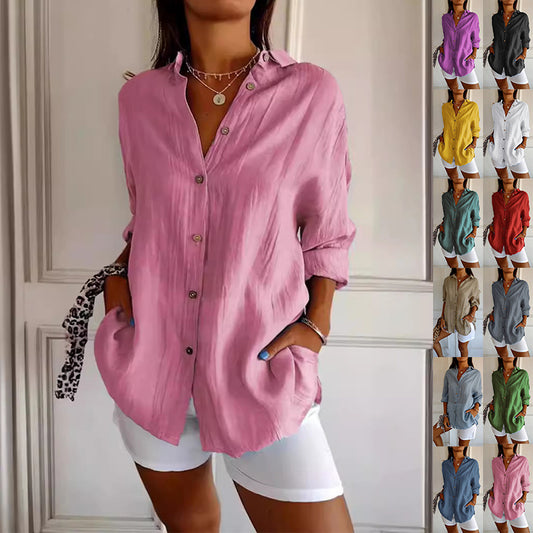 Coastal Flare" Lightweight Button-Up Shirt – Effortless Summer Chic