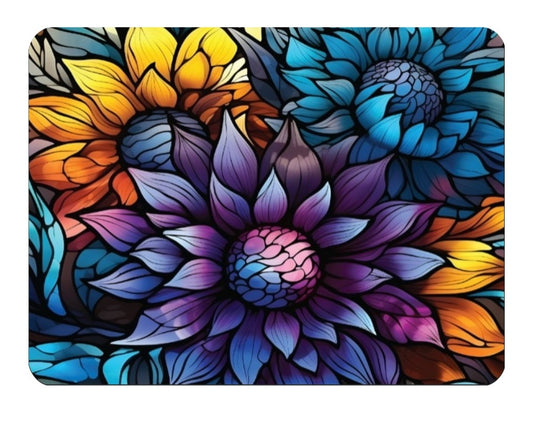 Floral Art Mouse Pad, Vibrant Sunflower Design, Purple Blue Yellow