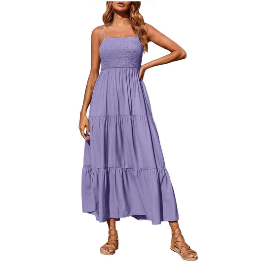 Breeze Into Boho – Women’s Summer Spaghetti Strap Maxi Dress (6 colors)