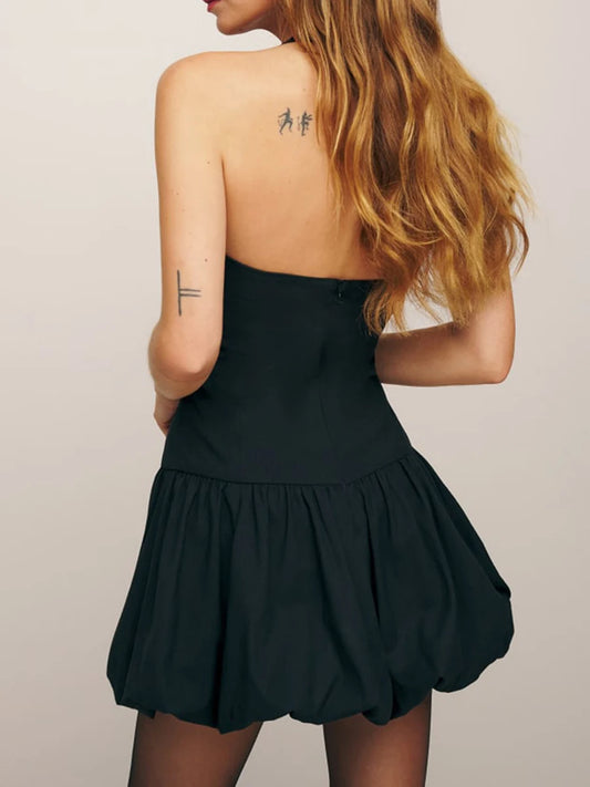 Halter Mini Dress with Bubble Hem, 4 Colors Available