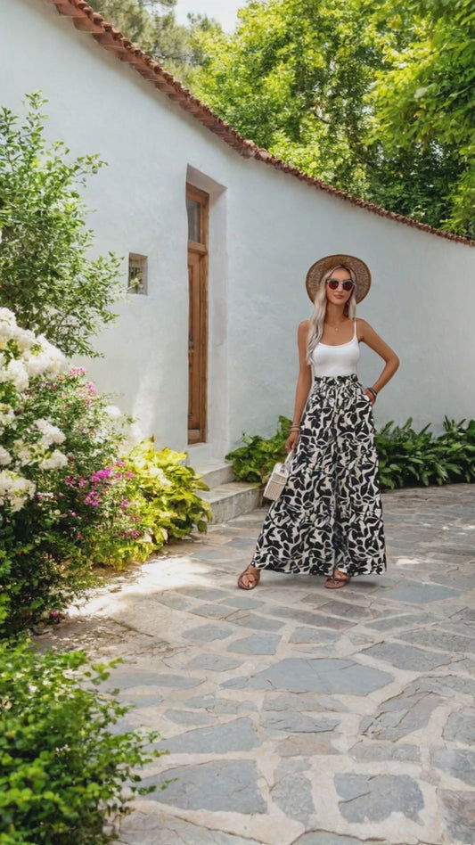 Bloom Boldly – Women’s Summer Romantic Floral Wide-Leg Pants